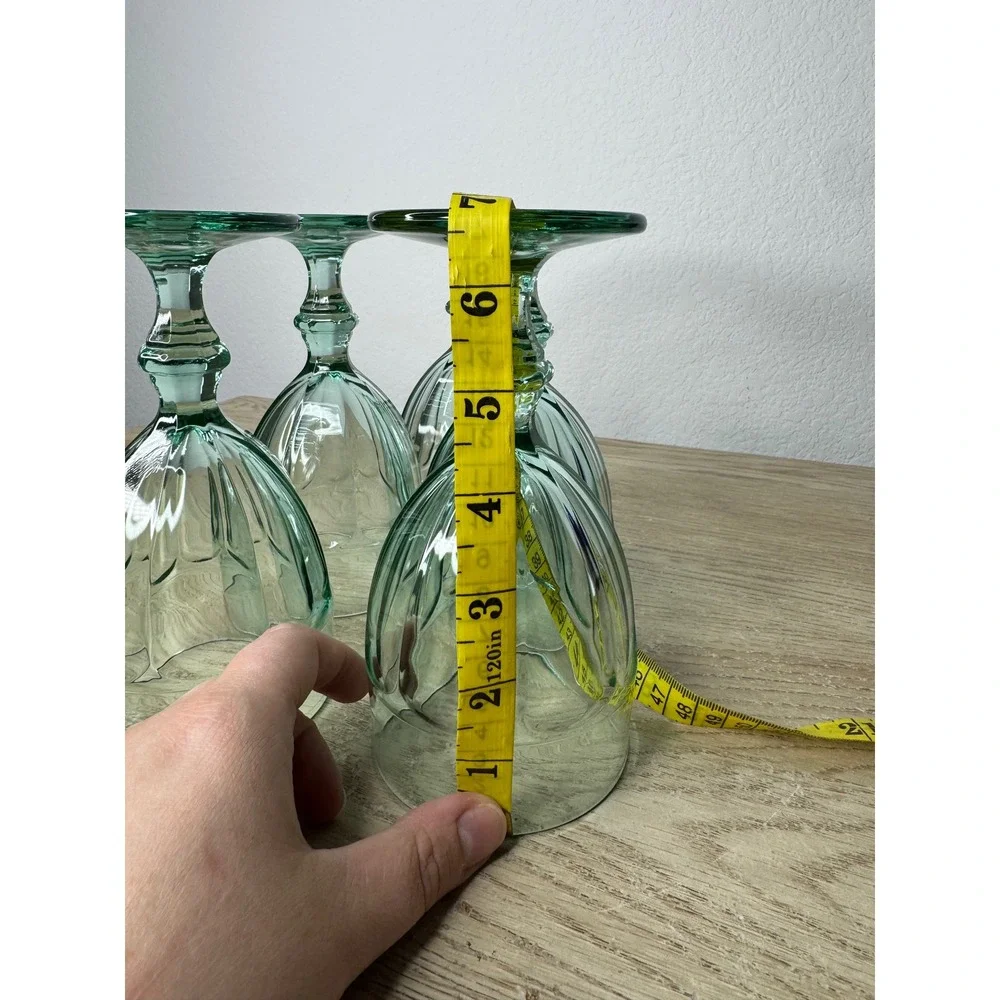 Libbey‎ Duratuff Gibraltar Green Glass Wine Goblets Set of 6 Sage Seafoam 6.75in